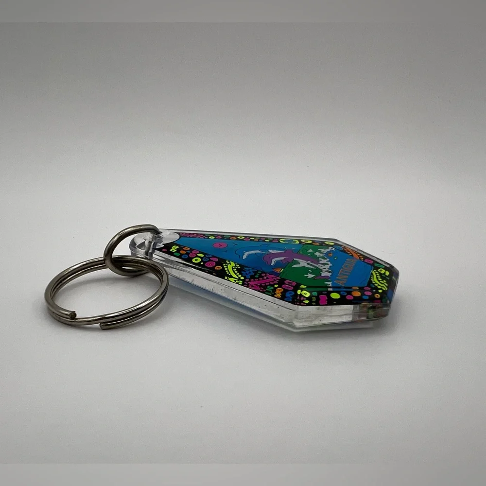 Vintage Antigua Dolphins Key Ring Vintage Acrylic Double sided